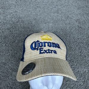 Corona Extra Hat Cap Snap Back Mens One Size Beige Straw Trucker Beer Opener